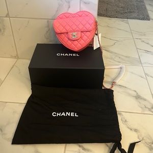 Chanel Pink Quilted Heart Bag (Large)